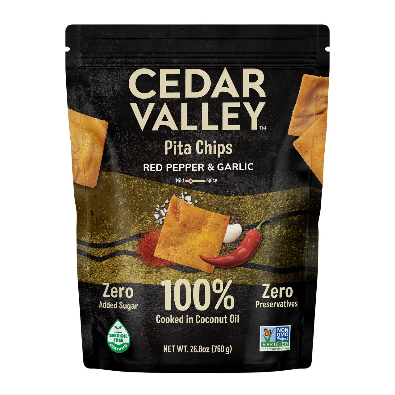 Cedar Valley Red Pepper & Garlic Pita Chips 26.8 oz - Image 1