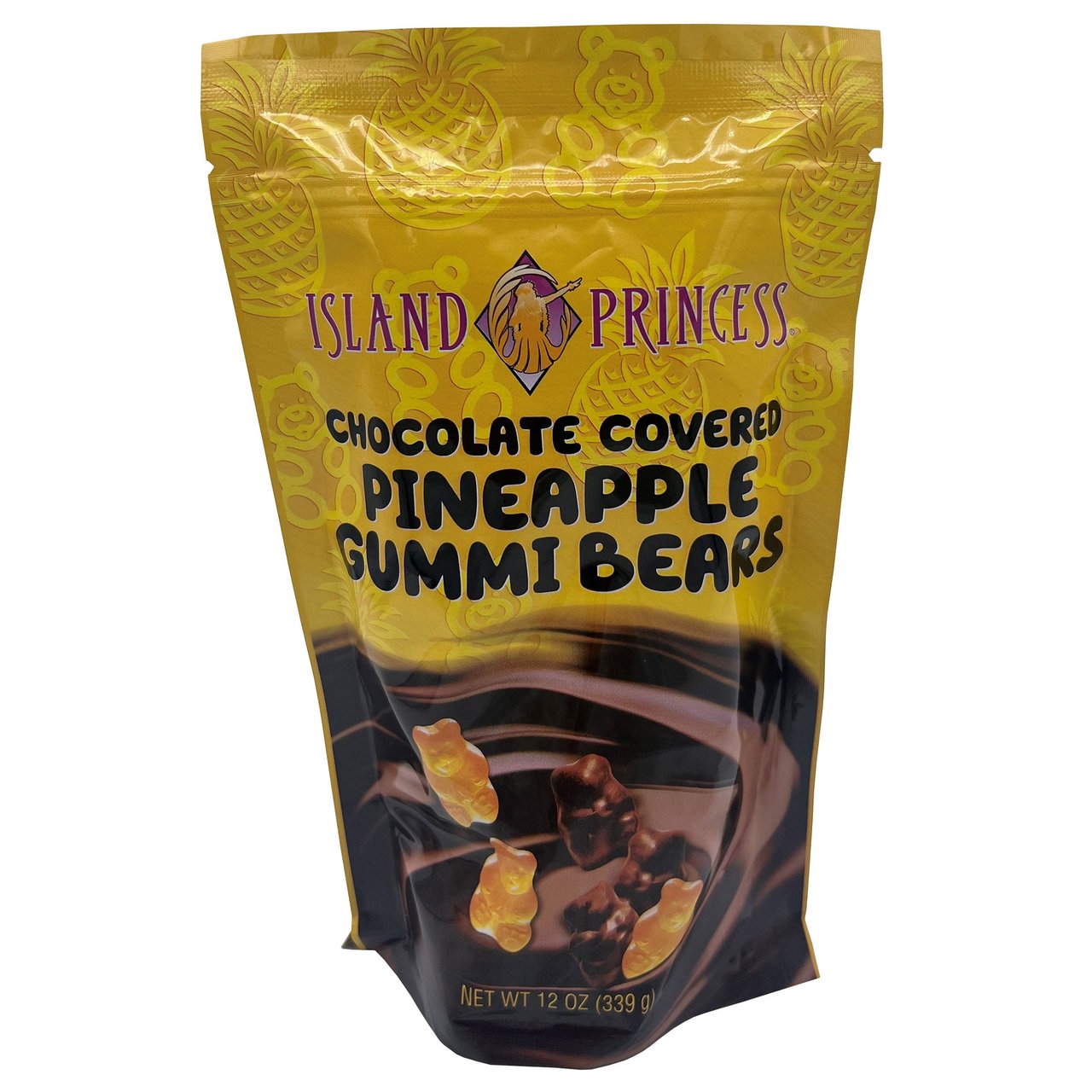 Island Princess Chocolate Covered Pineapple Gummi Bears 12 oz - Image 1