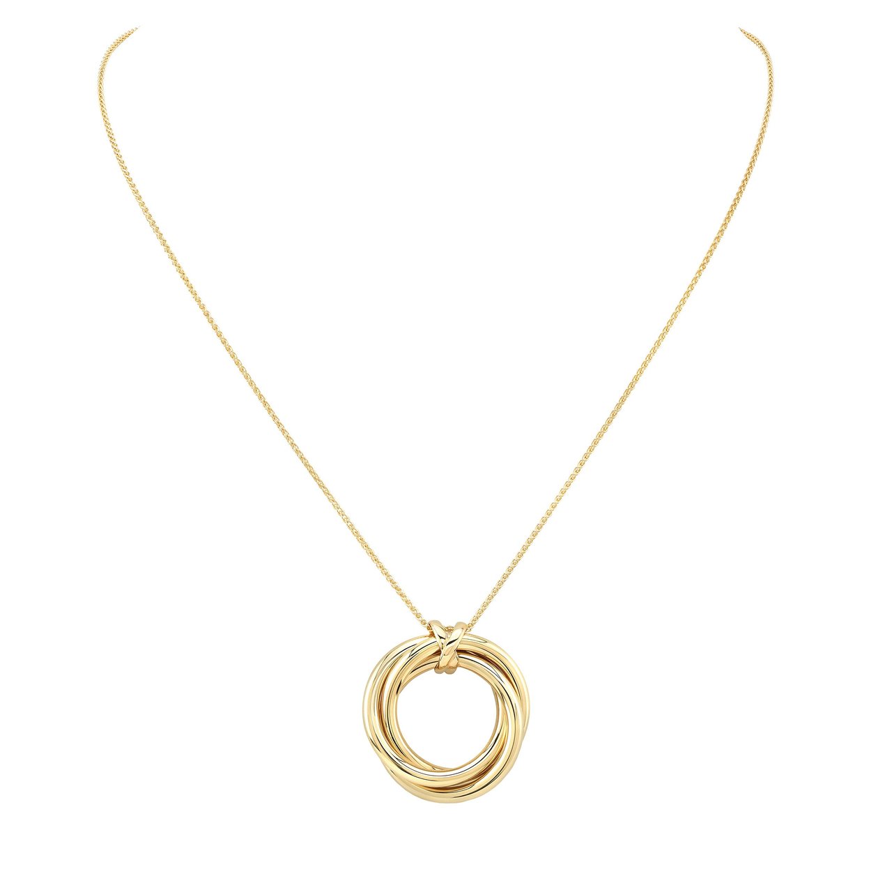 14KT Yellow Gold Triple O Pendant, Made in Italy - Image 1