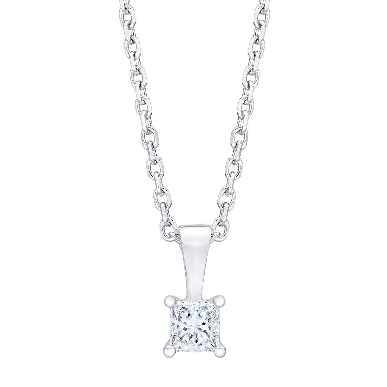 14kt White Gold VS2 I 0.30 CTW Princess Cut Diamond Pendant - Image 1