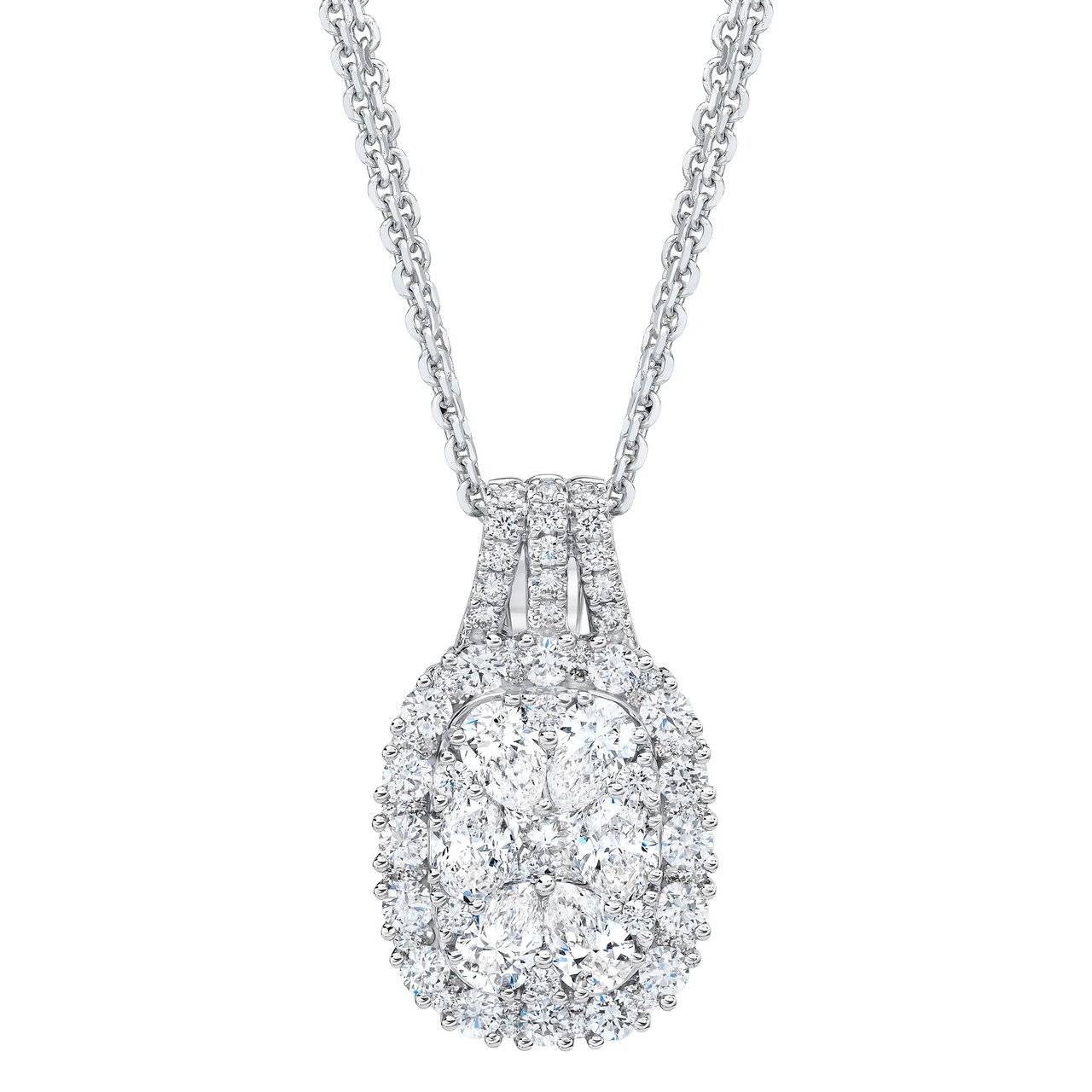 18kt White Gold VS2 I 1.96ctw Cluster Diamond Pendant - Image 1