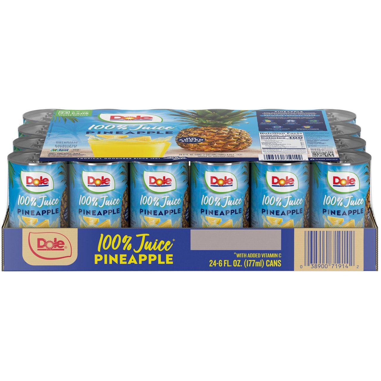 Dole 100% Unsweetened Pineapple Juice, 24-Pack, 6 fl oz Each - Image 1