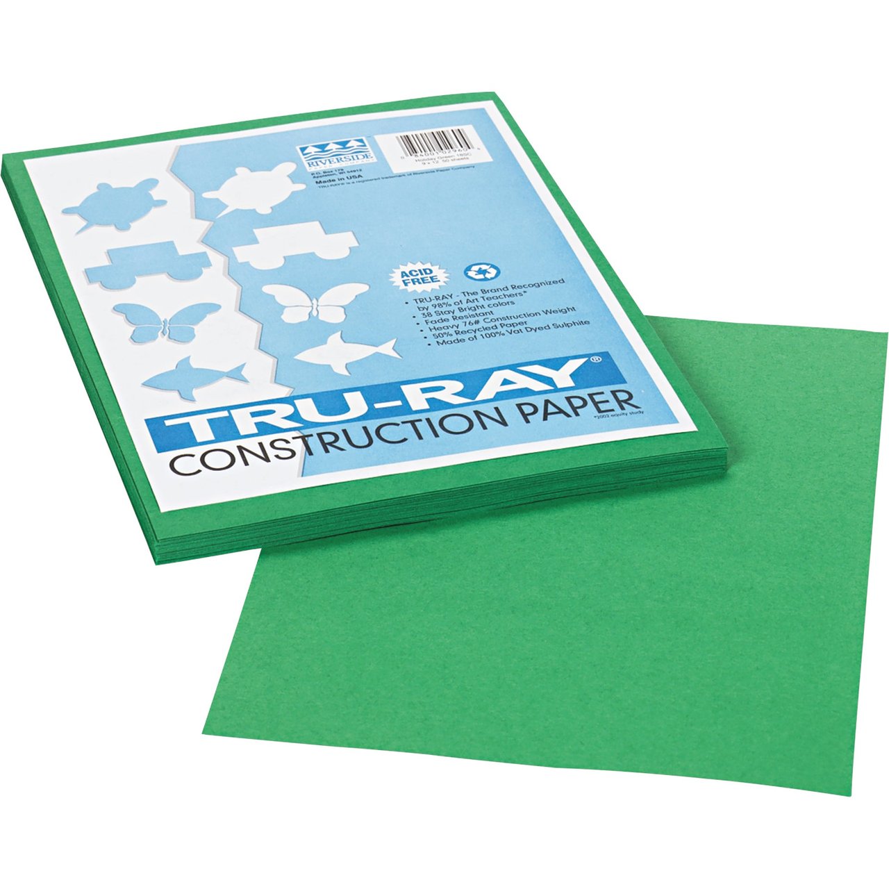 Pacon Tru-Ray 9x12 Construction Paper, 50 Sheets, Holiday Green (PAC102960)