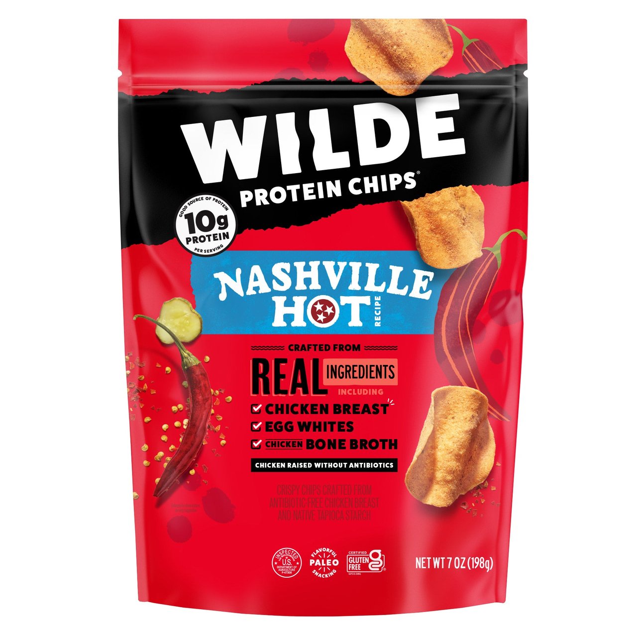 Wilde Protein Chips Nashville Hot Chicken 7 Ounce Bag - Image 1