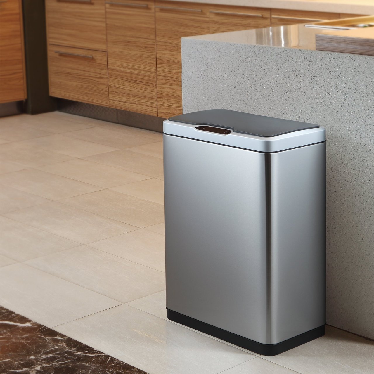 Sensible Eco Living 47L Stainless Steel Motion Trash Bin - Image 1