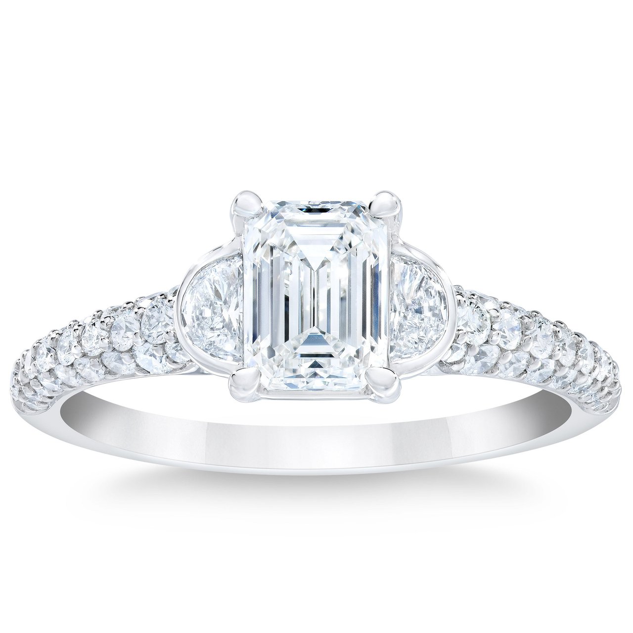 Platinum VS2 I 1.60 ctw Emerald Cut Diamond Ring, 1 ct Center Stone - Image 1