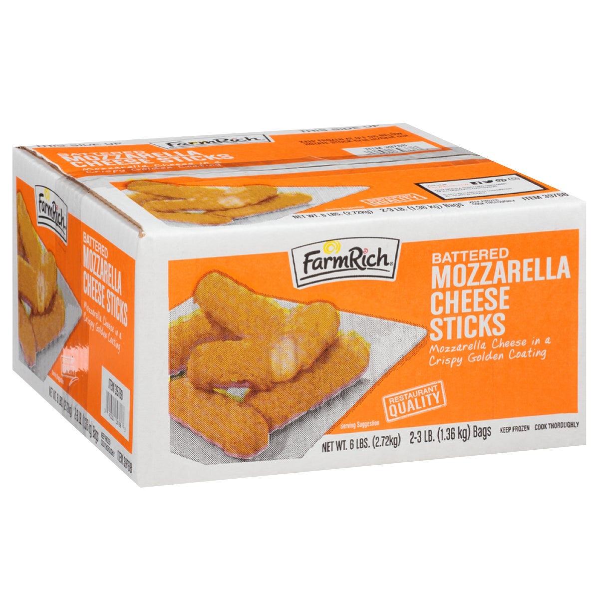 Farm Rich Battered Mozzarella Sticks, 2-Count / 3 LB Each - Image 1