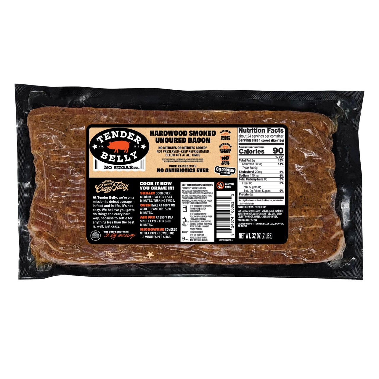 Tender Belly Dry Rub No Sugar Bacon 2/1 lb - Image 1