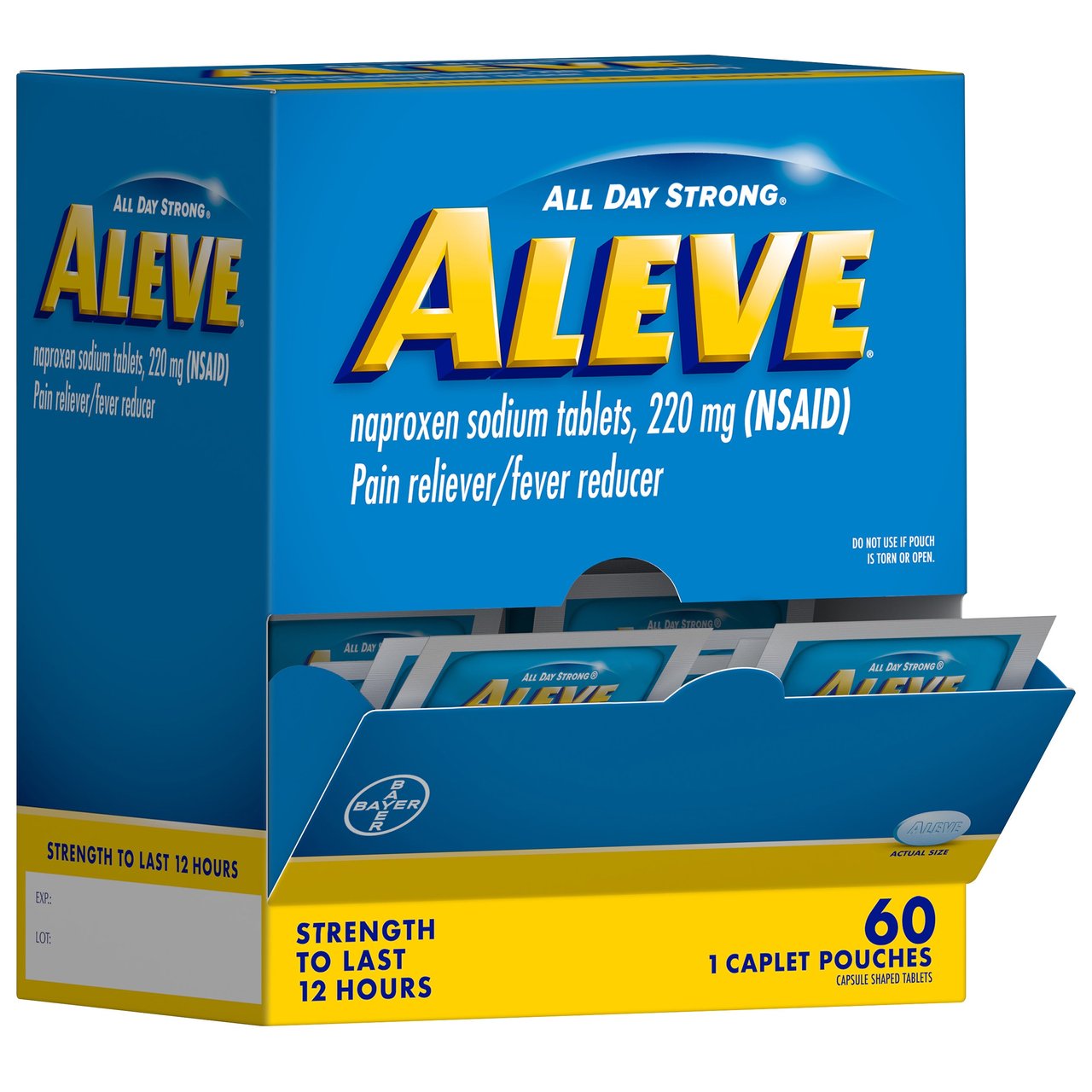 Aleve Naproxen Sodium Tablets, 60 Count Single-Dose Pouches - Image 1