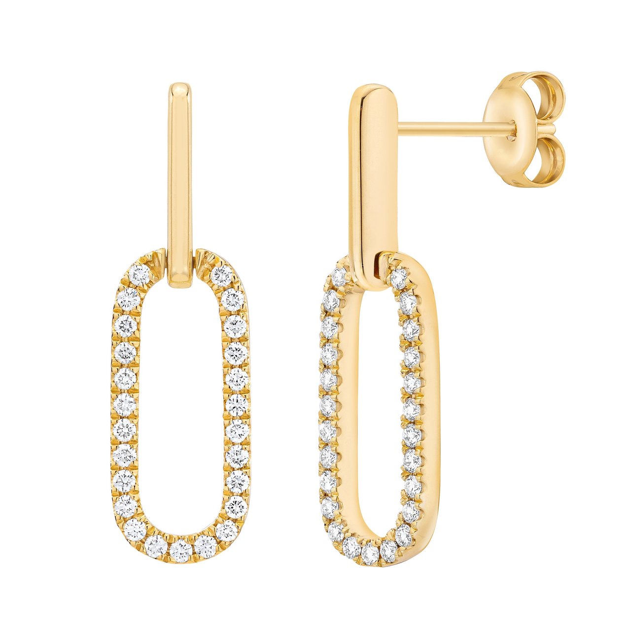 14kt Yellow Gold VS2 I 0.30 CTW Round Diamond Paperclip Earrings - Image 1