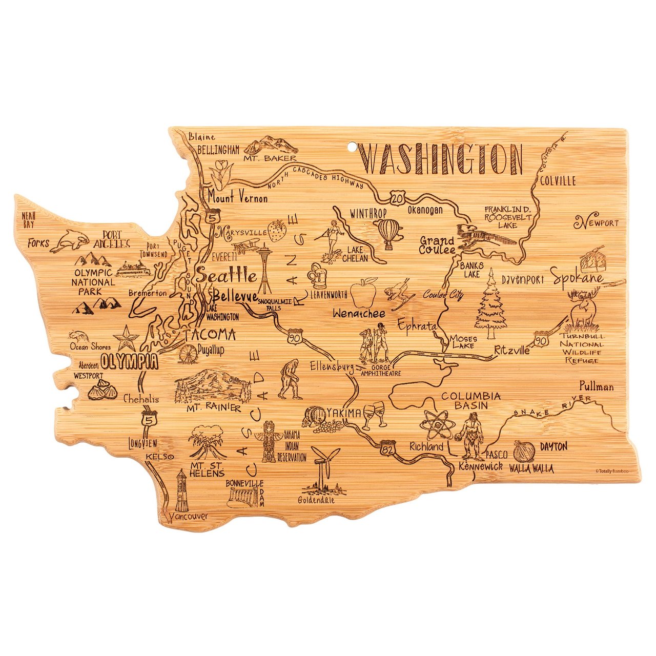 Totally Bamboo Destination Texas State-Shaped Cutting & Serving Board - Image 1