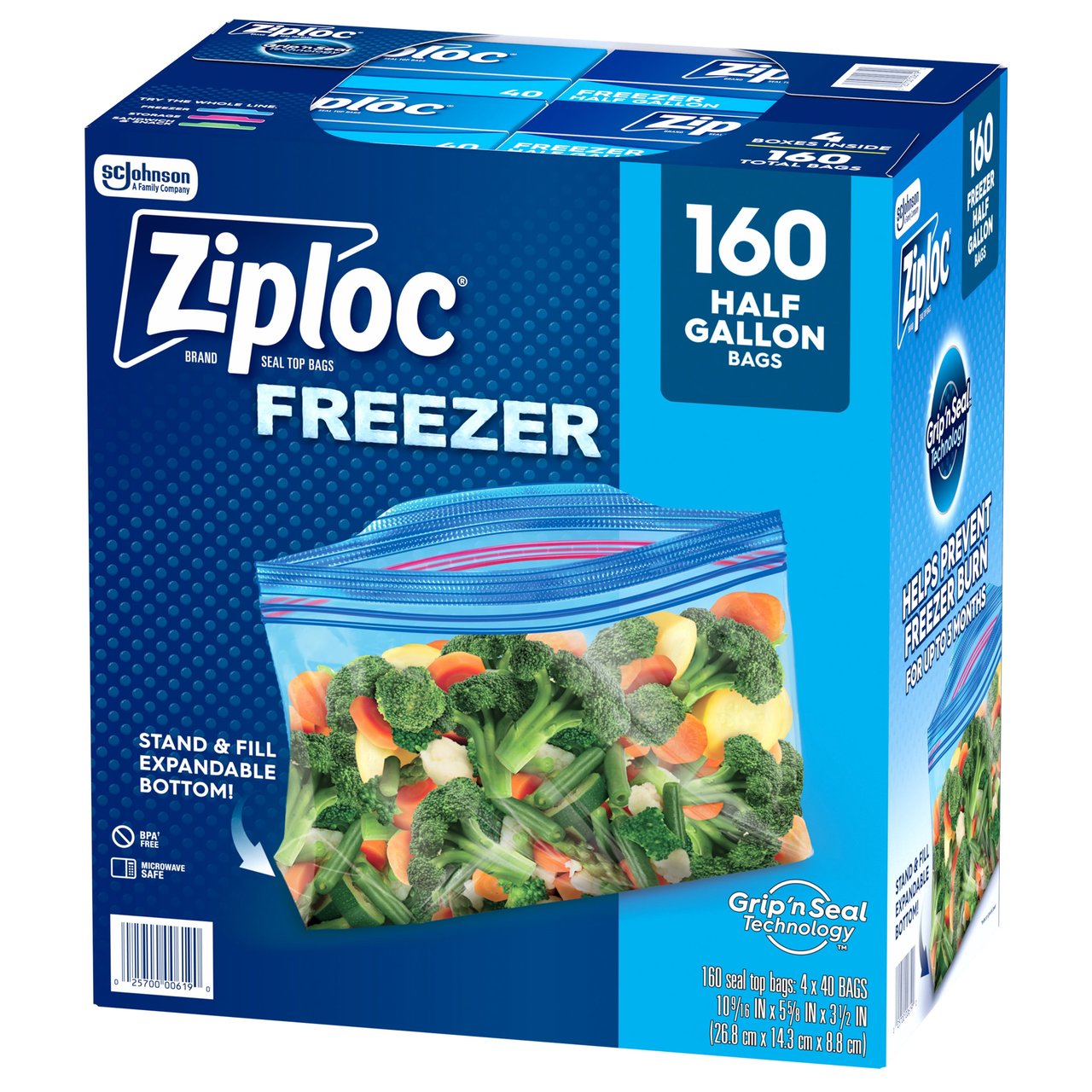 Ziploc Freezer Bags Half Gallon, 160 CT - Image 1