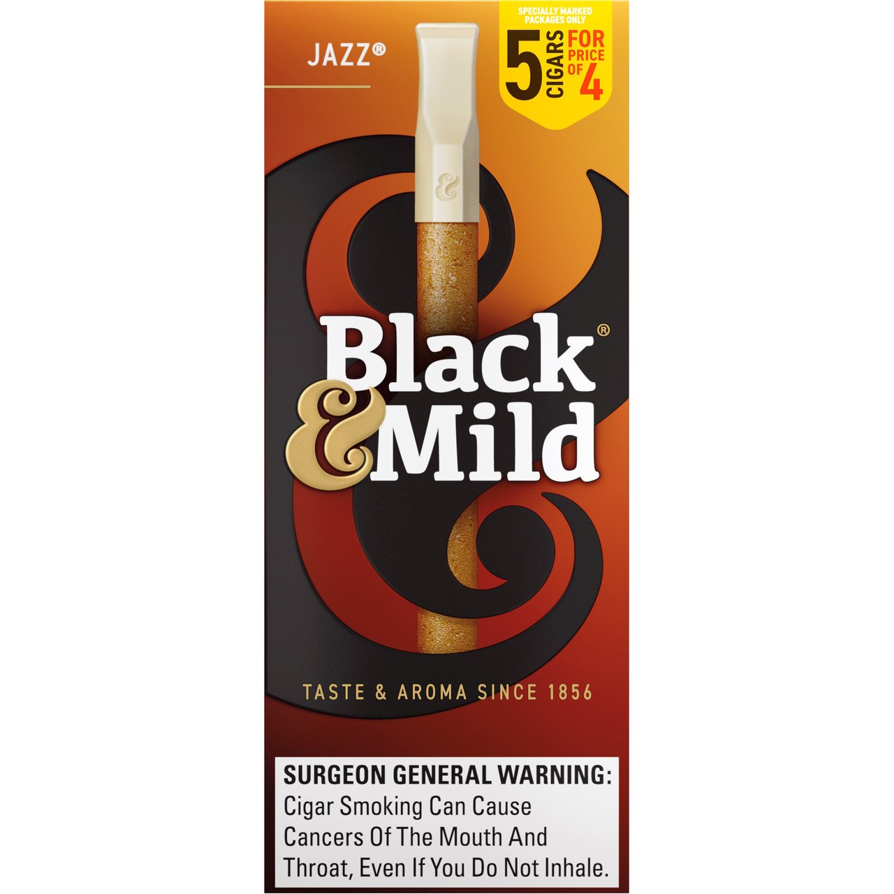 Black & Mild Jazz Pipe Tobacco Cigarillos - 5 for 4 Promo (10 Packs, 5 Count) - Image 1