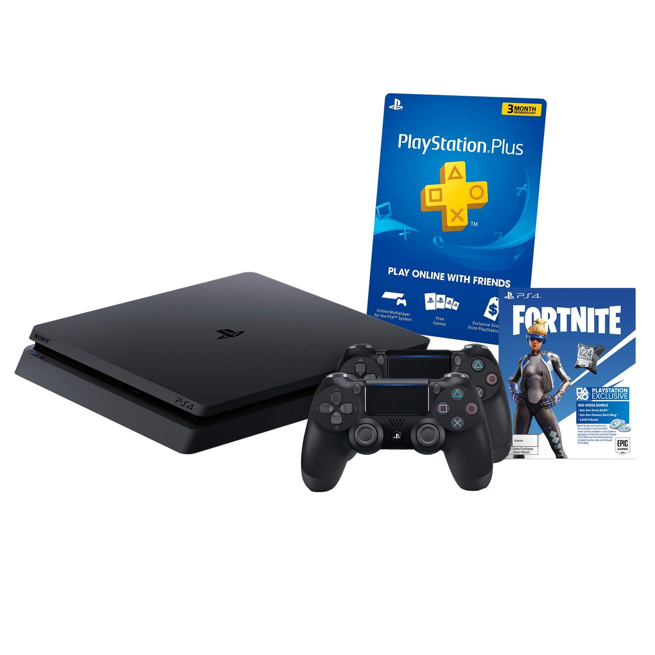 Sony PS4 Slim 1TB with 2 DualShock 4 Controllers and 3-Month PSN Membership - Image 1