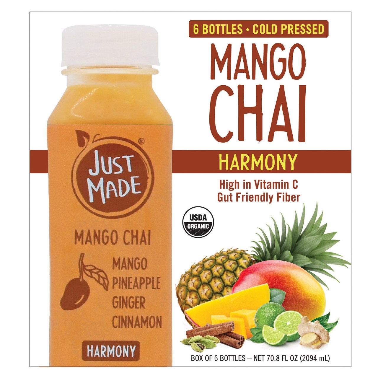 Just Made Organic Mango Chai, 6-Pack / 11.8 oz - Image 1