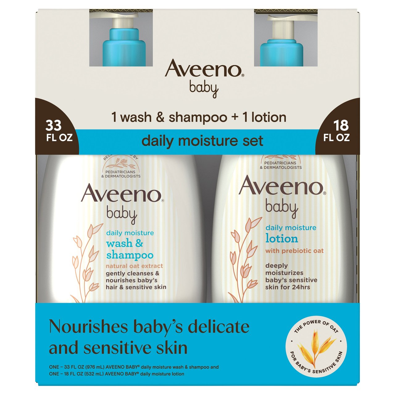 AVEENO BABY WASH + LOTION SET 33OZ + 18OZ - Image 1