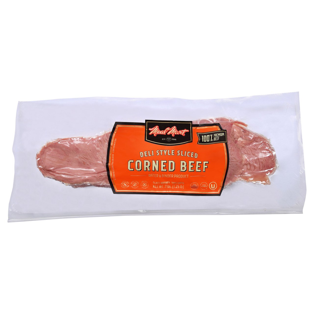 Meal Mart Glatt Kosher Sliced Corned Beef 1.25 lbs
