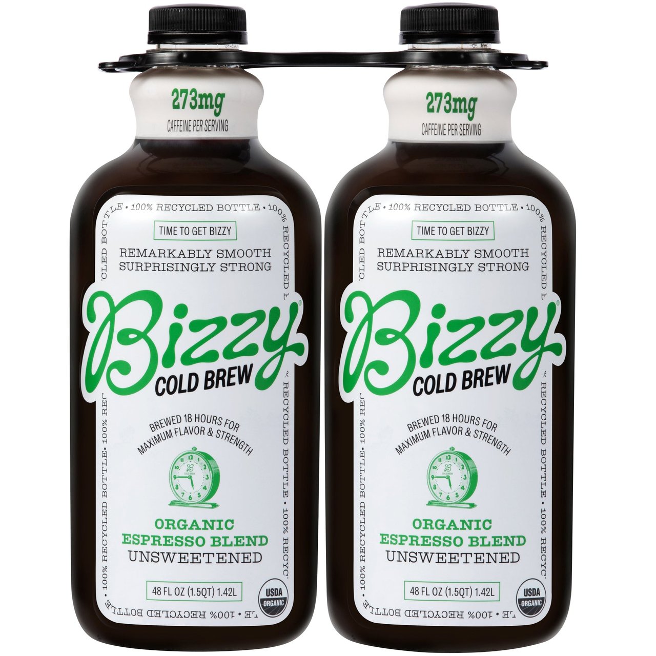 Bizzy Organic Espresso Blend Cold Brew Coffee, Unsweetened, 2-Pack, 48 fl oz Each - Image 1