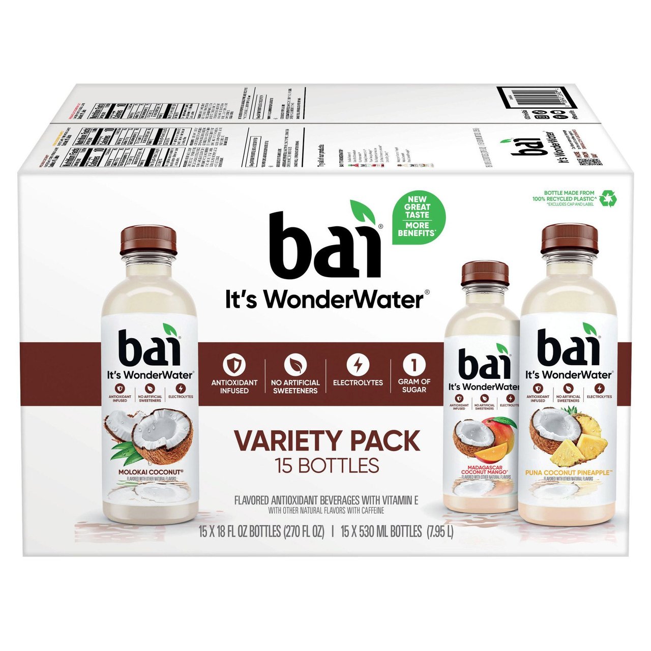 Bai Cocofusion Coconut Variety Pack, 15 Count / 18 oz Bottles - Image 1