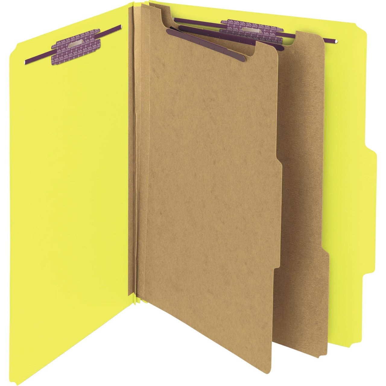Smead Six-Section Pressboard Classification Folders, Letter Size, Yellow, 10-Box - Image 1