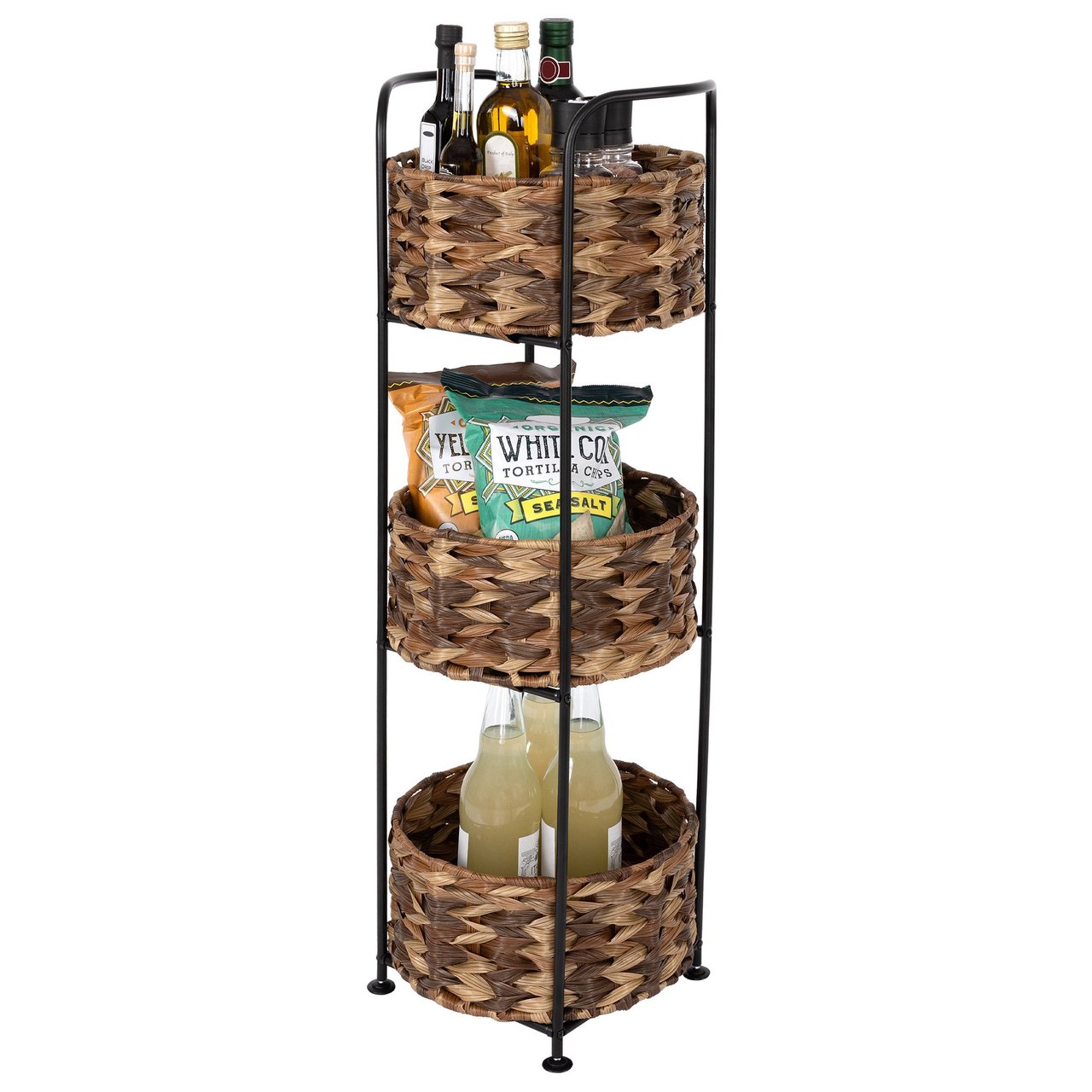 Seville Classics Home 3-Tier Storage Basket Tower - Image 1