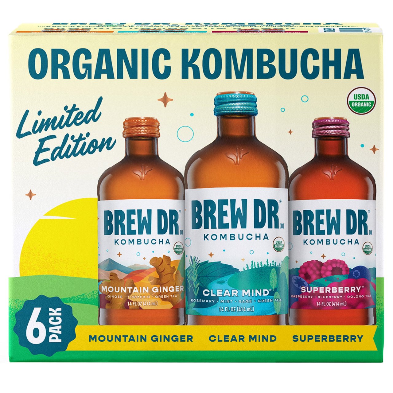 Brew Dr. Organic Kombucha Variety Pack, 6 x 14 fl oz