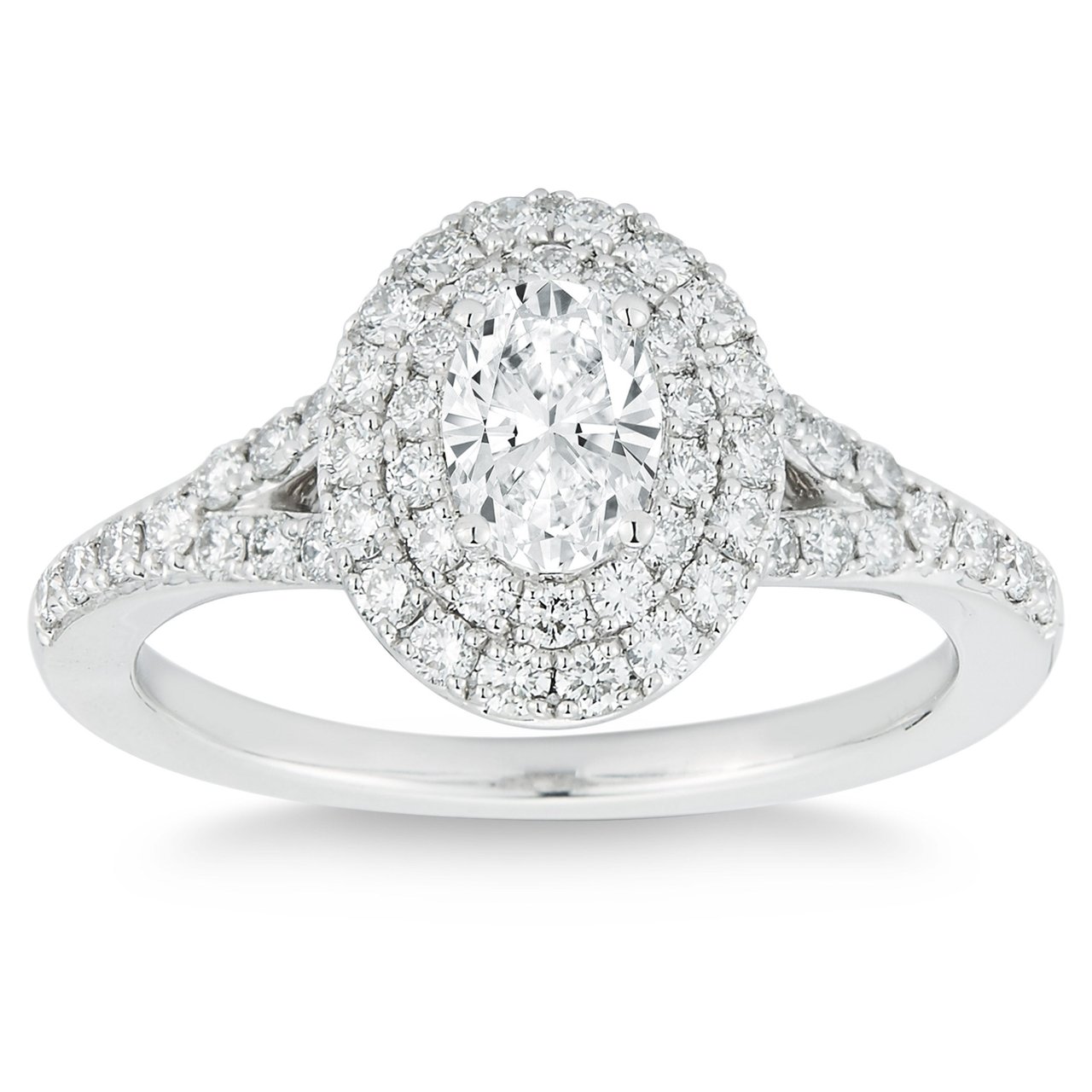 Platinum VS2 I 1.13 CTW Oval & Round Diamond Ring, Size 5 (0.50 CT Center) - Image 1
