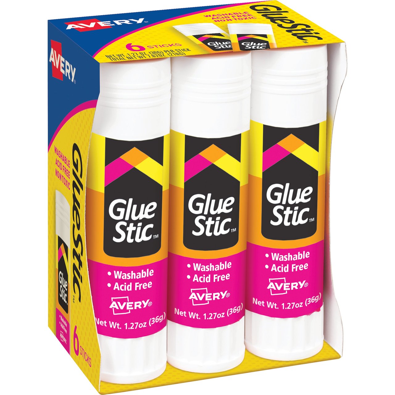 Avery White Glue Stick AVE98073KT, 12 Sticks, 2-Pack - Image 1