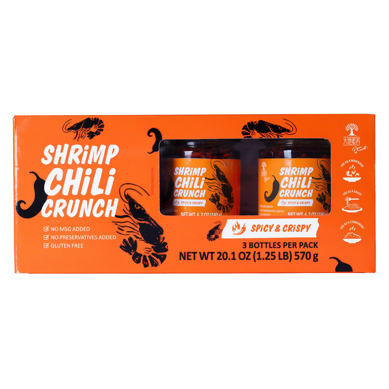 Grace of Earth Shrimp Chili Crunch, 3-Pack, 6.7 oz Each - Image 1