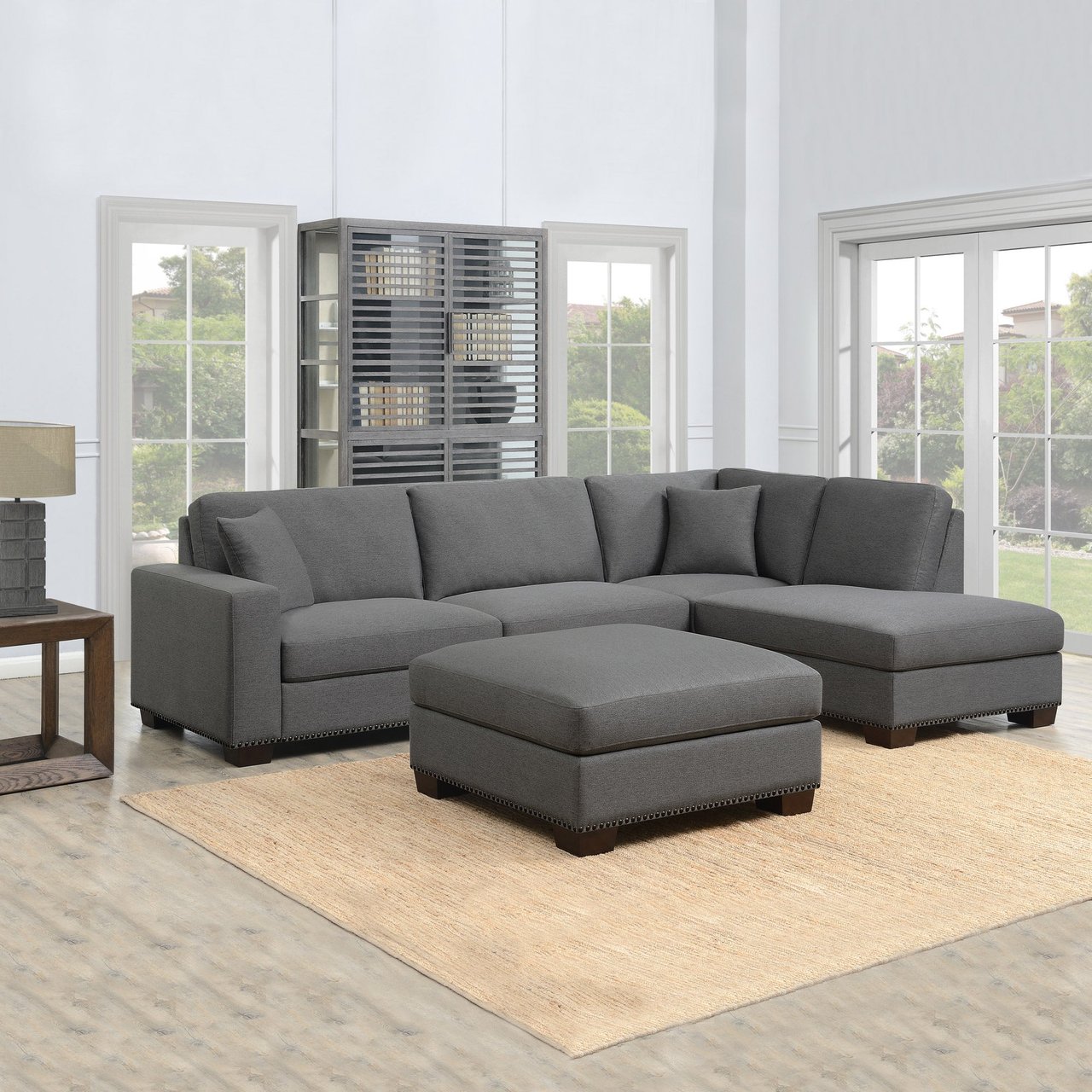 Thomasville Artesia Fabric Sectional with Ottoman - Image 1