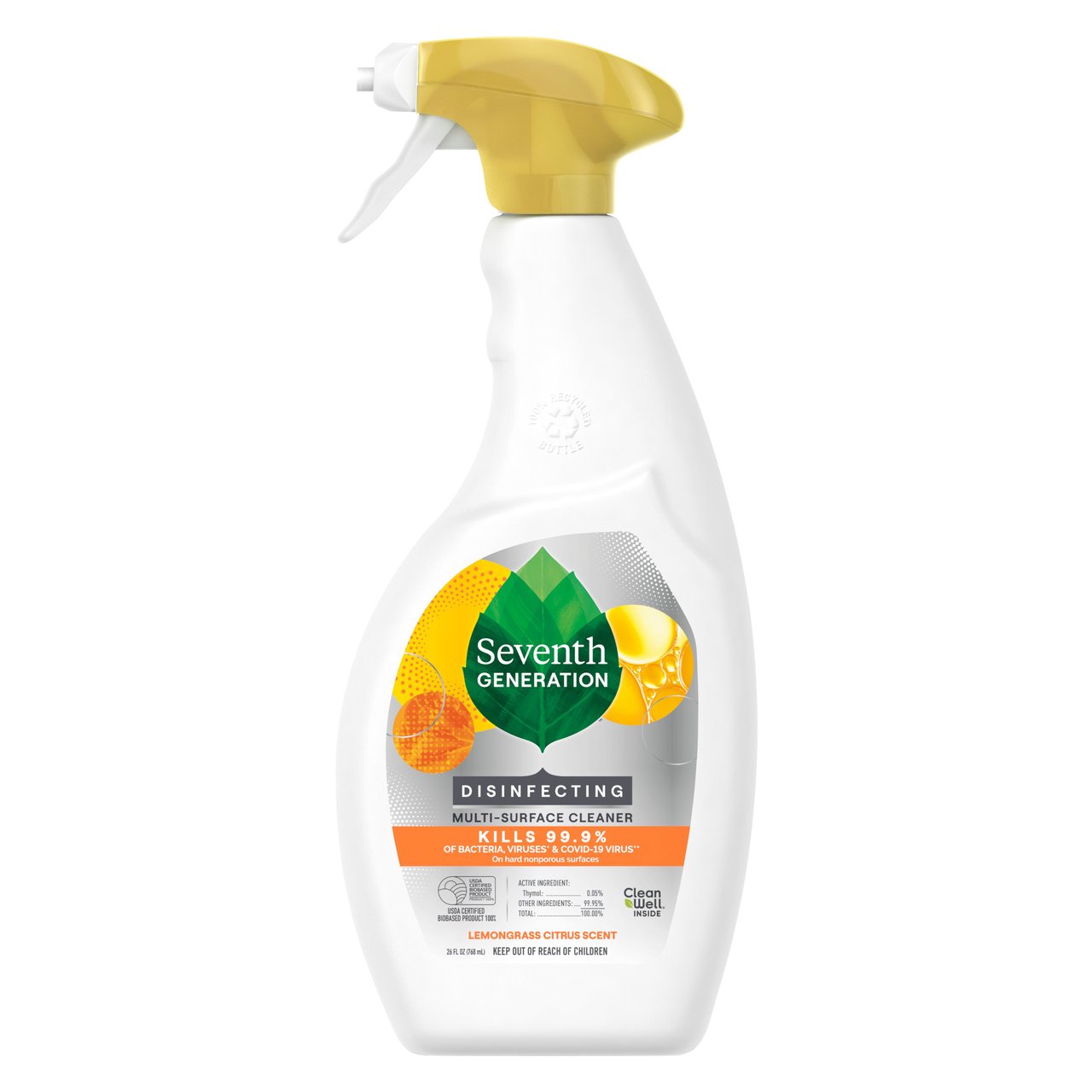 Seventh Generation Disinfecting Spray Multi-Surface Cleaner Lemongrass Citrus 26 oz - Image 1