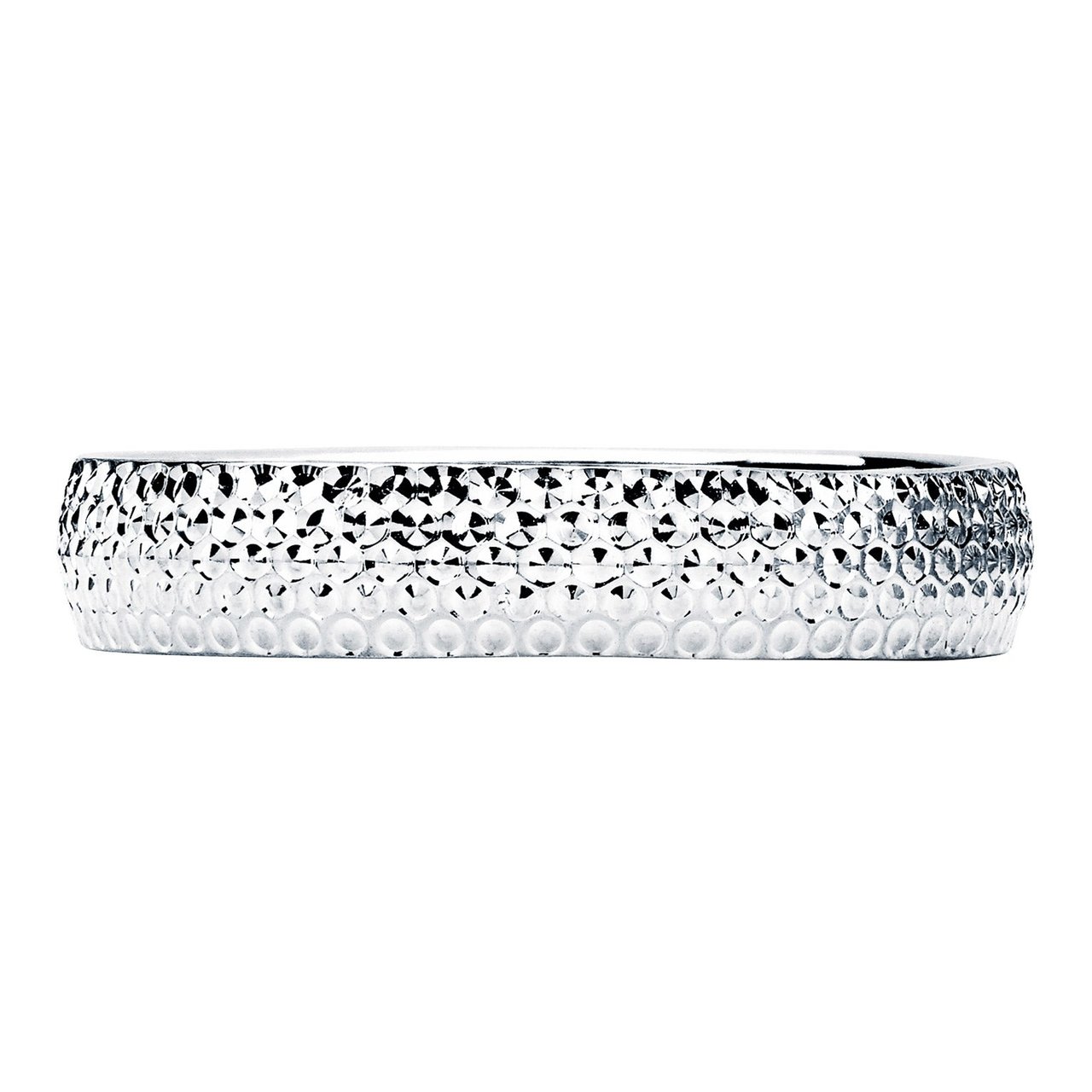 14KT White Gold 4mm Diamond Cut Ring Size 7 - Image 1