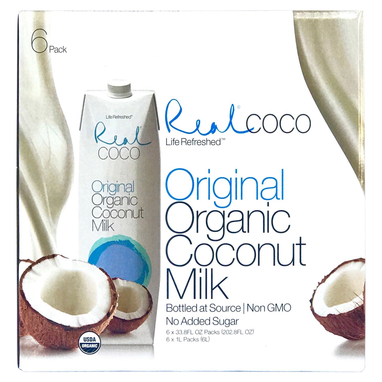 Real Coco Organic Coconut Milk 6/1L - Image 1