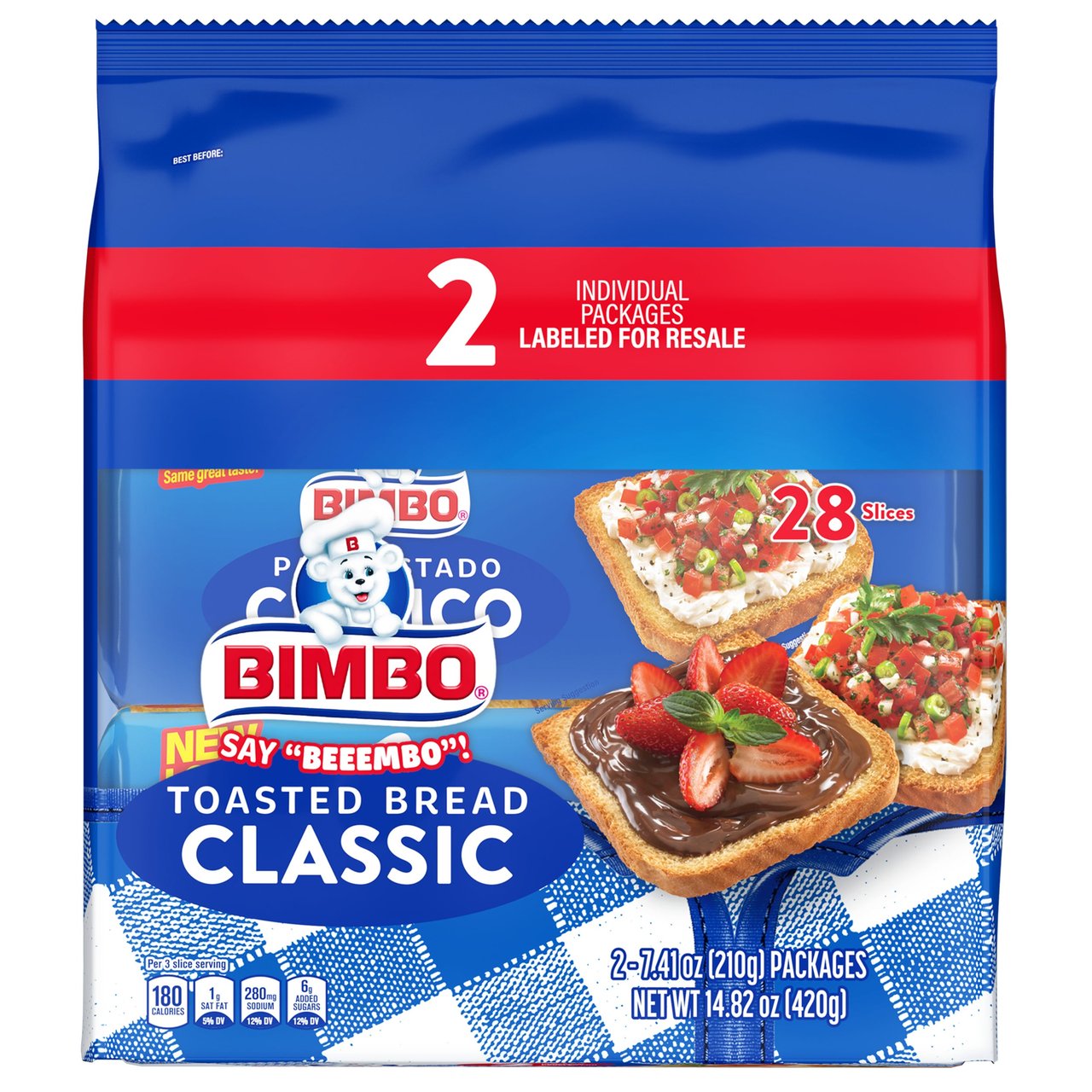 Bimbo Pan Tostado Classic Toasted Bread, 2-Pack / 7.41 oz - Image 1
