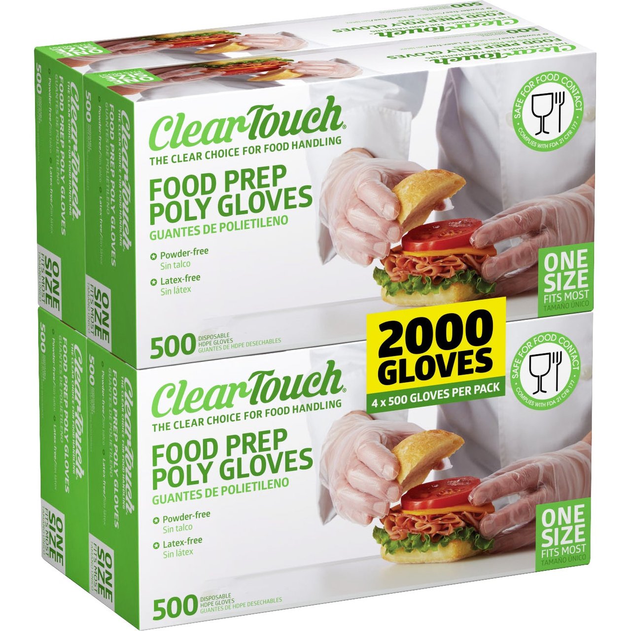 Clear-Touch Food Prep Poly Gloves, One Size Fits Most, 4/500 CT - Image 1