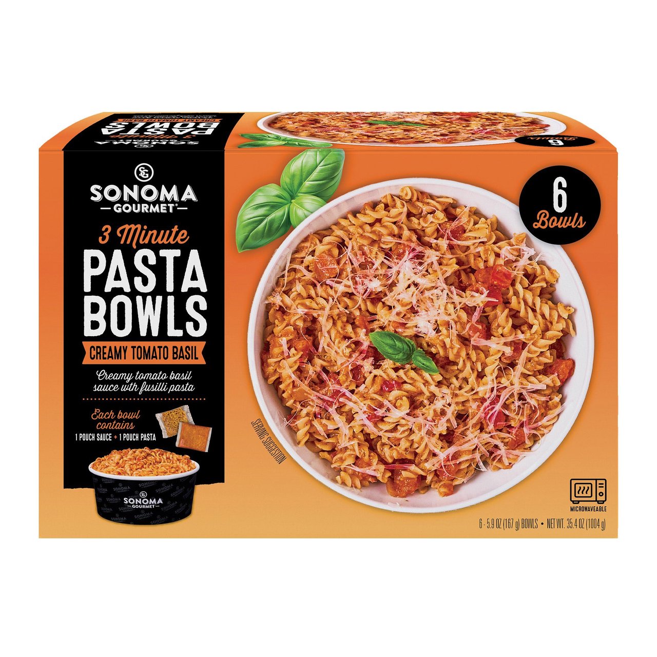 Sonoma Gourmet 3 Minute Pasta Bowls, Creamy Tomato Basil, 6 Pack, 5.9 oz Each - Image 1
