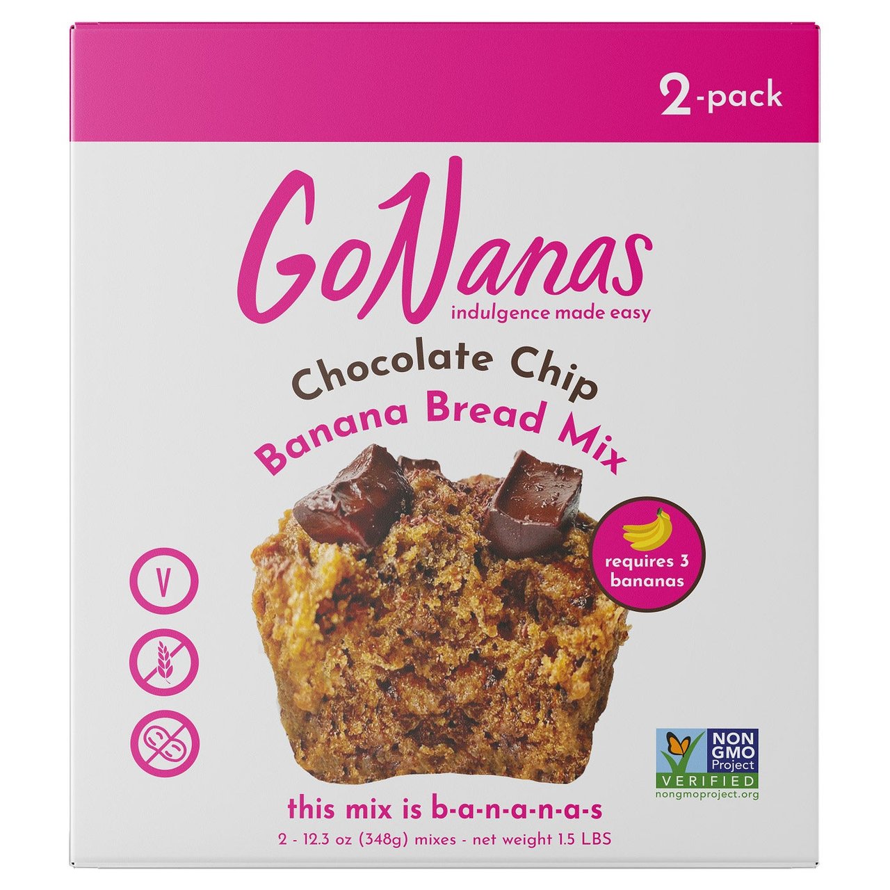 GoNanas Chocolate Chip Banana Bread Mix 2/12.3 Ounce Pouches - Image 1