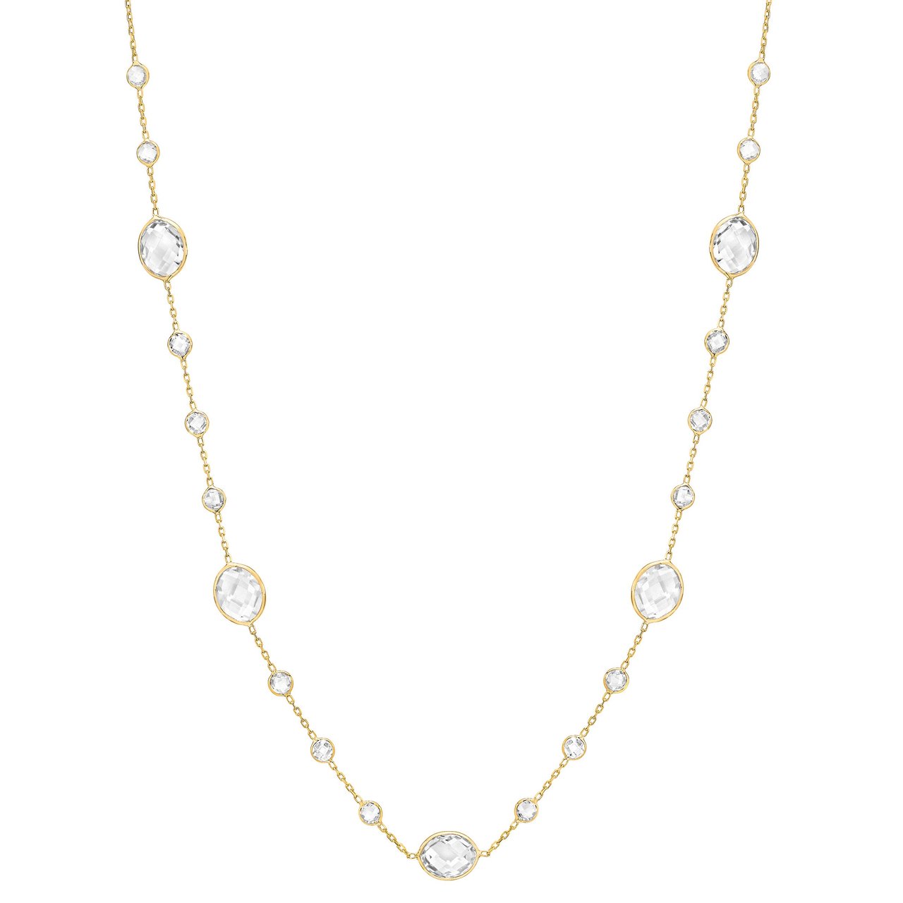 14KT Yellow Gold White Topaz Necklace 20" - Image 1