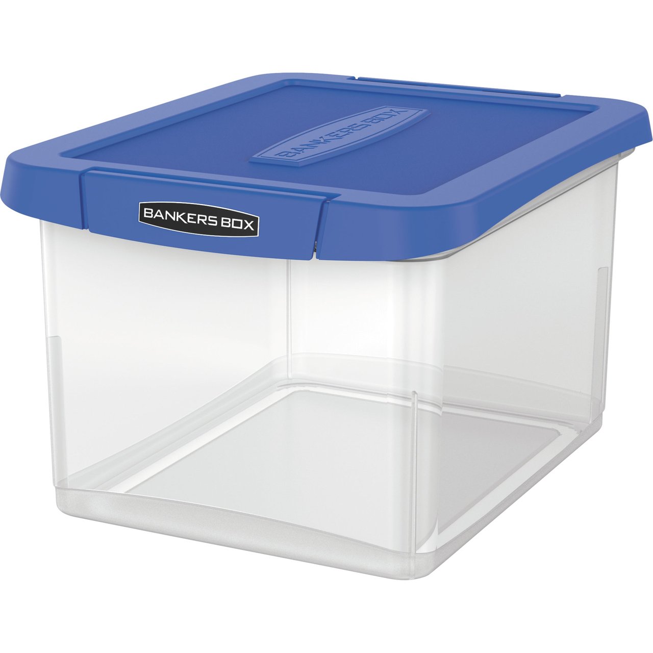 Bankers Box STOR/FILE Heavy Duty Plastic File Storage Box, Clear/Blue, FEL0086201 - Image 1