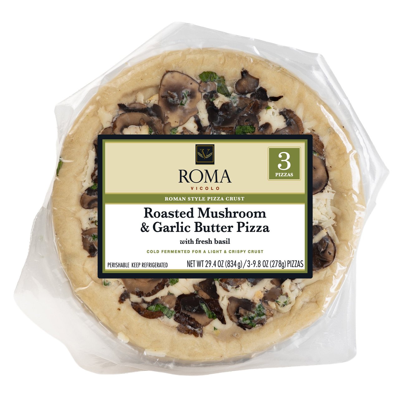 Roma Vicolo Mushroom Garlic Pizza 3 Pack, 9.8 Ounces Each - Image 1