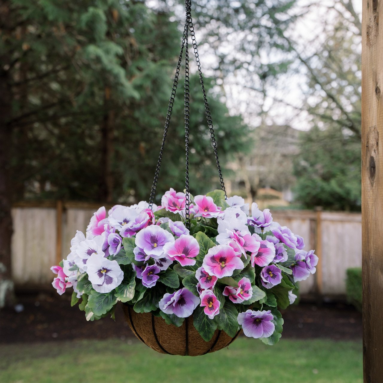 CGH Faux UV-Resistant Pansy Hanging Basket - Image 1