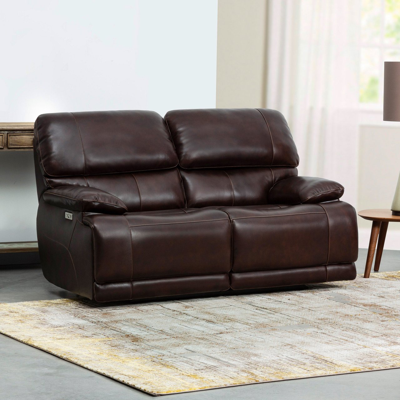 Simon Li Aleena Leather Power Reclining Loveseat with Power Headrests - Image 1