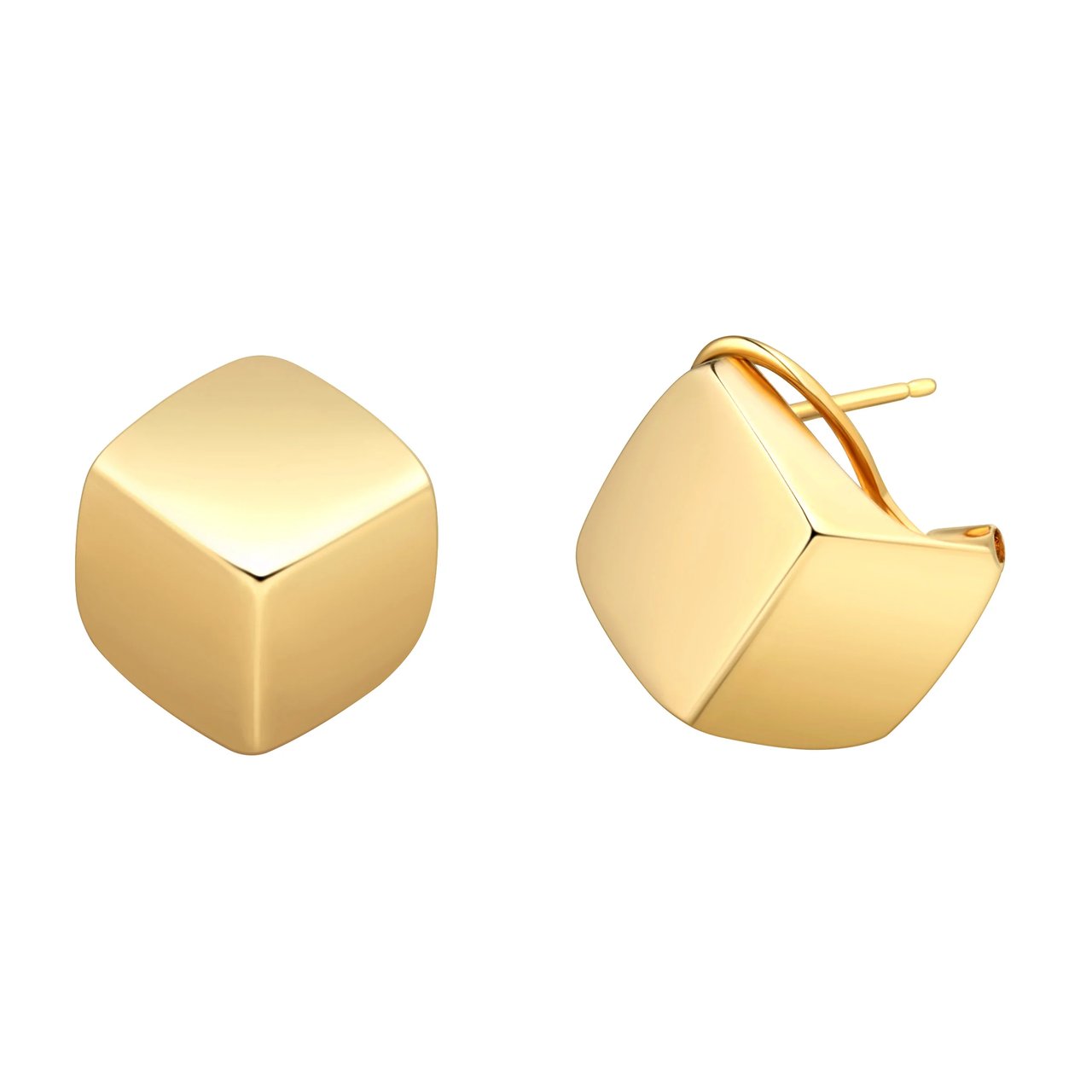 14kt Yellow Gold Cube Earrings Made in Italy - Image 1