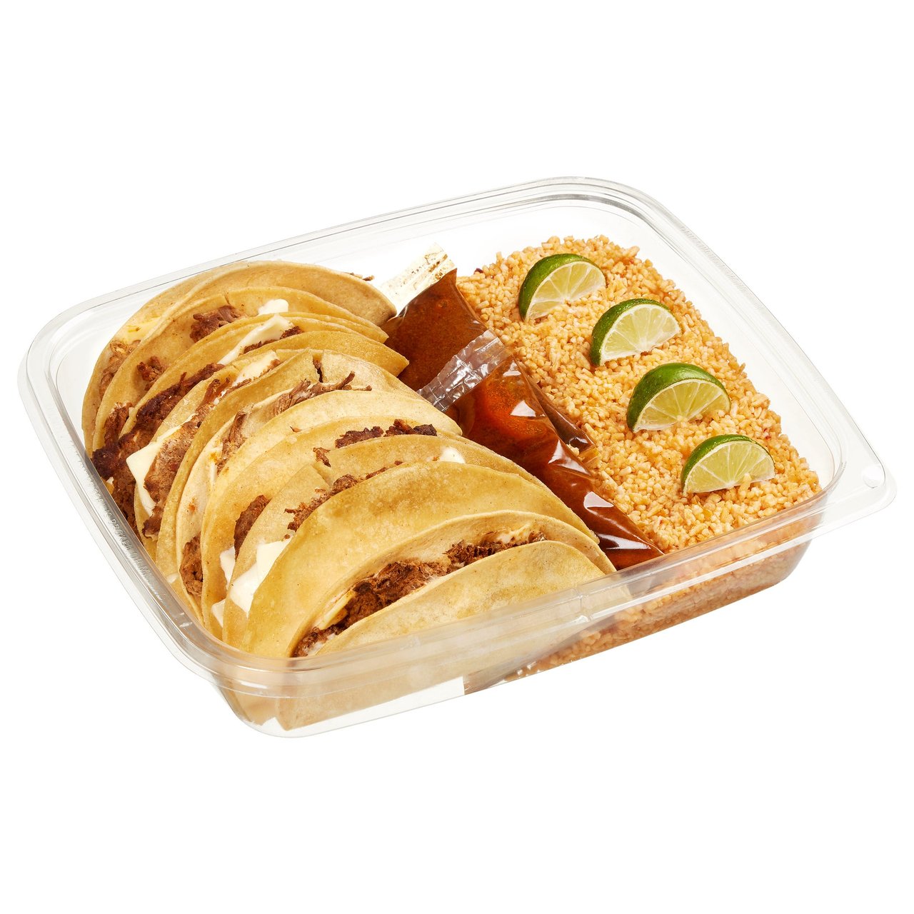 Kirkland Signature Birria Beef Taco 8 Count with Spanish Rice and Consommé - Image 1
