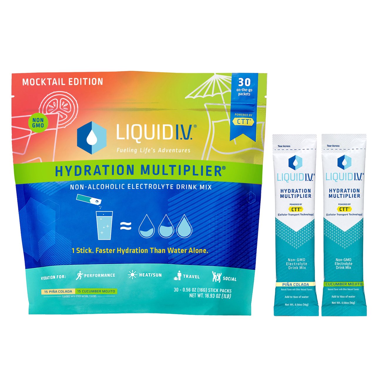 Liquid I.V. Hydration Multiplier Mocktail Variety Pack, 30 Count