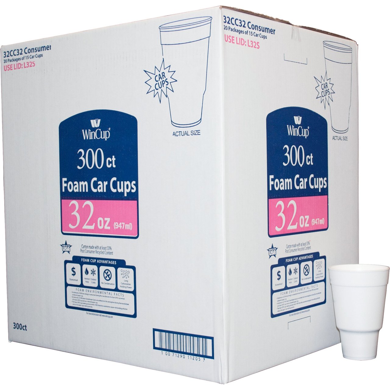 WinCup 32 oz Foam Car Cup, 300 Count - Image 1