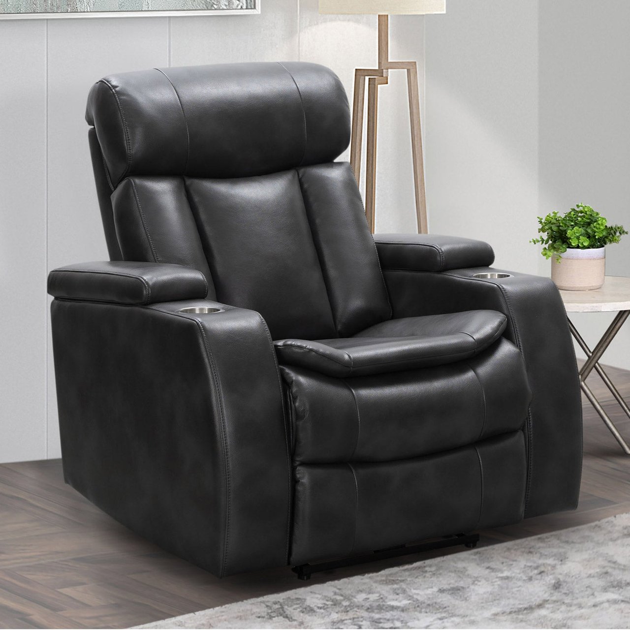 Abbyson Zayne Leather Power Theater Recliner with Power Headrest - Image 1