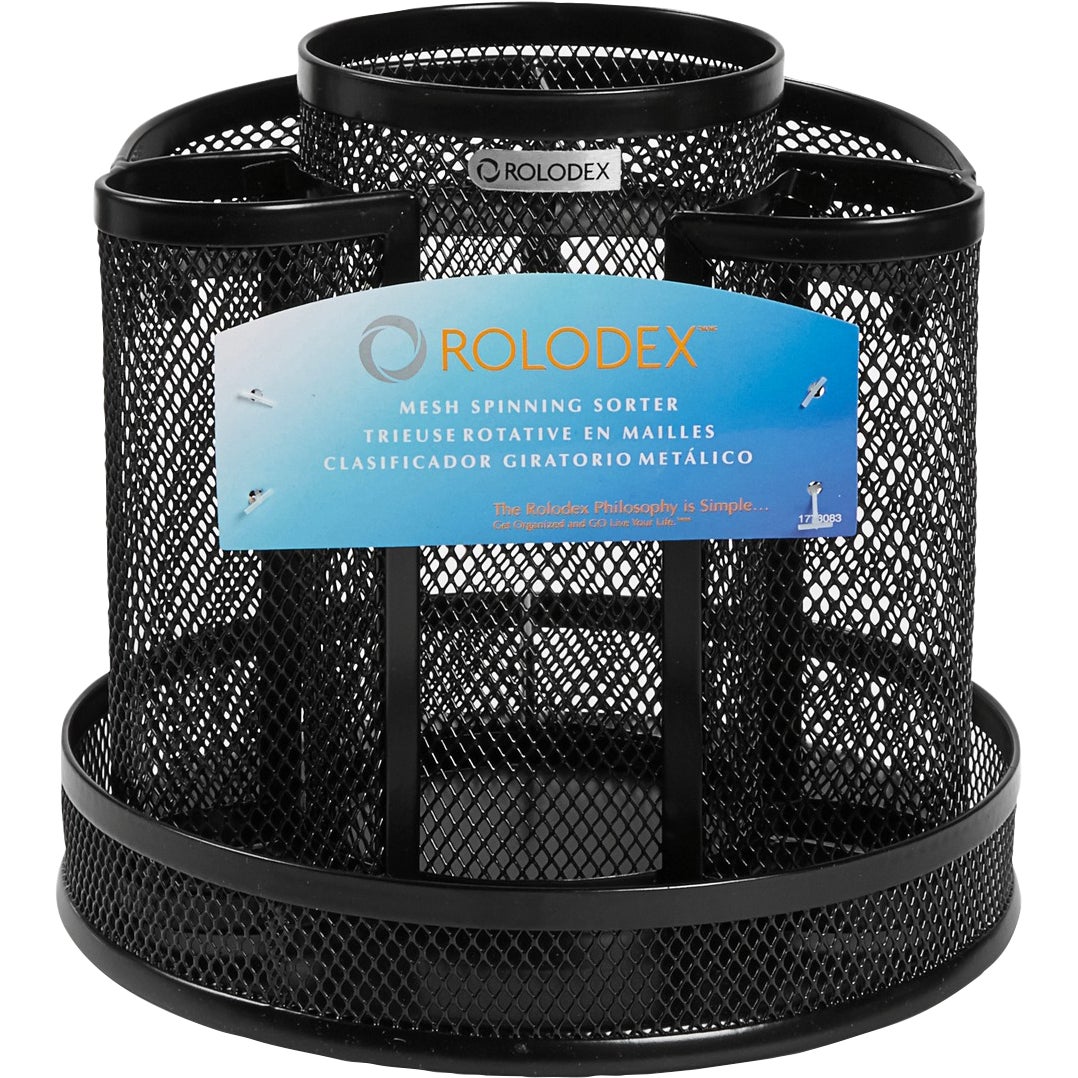 Rolodex Wire Mesh Spinning Desk Sorter ROL1773083, Black - Image 1