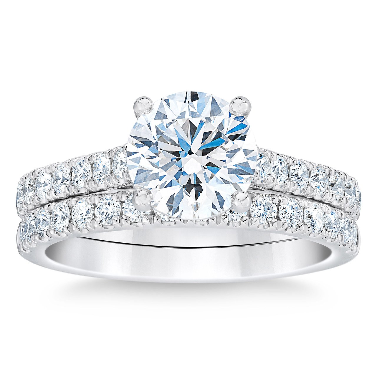 2.23 CTW Round Diamond Platinum Wedding Set, 1.50 CT Center, VVS1, "I" Color - Image 1