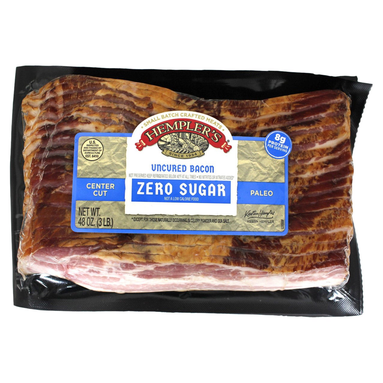 Hempler's Uncured Zero Sugar Bacon 2/1.5 lb - Image 1